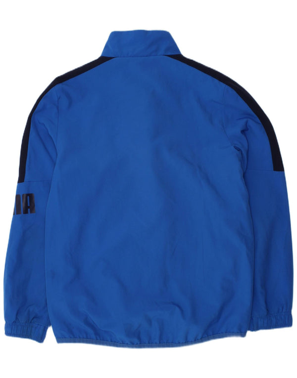 PUMA Boys Graphic Tracksuit Top Jacket 7-8 Years Blue Colourblock