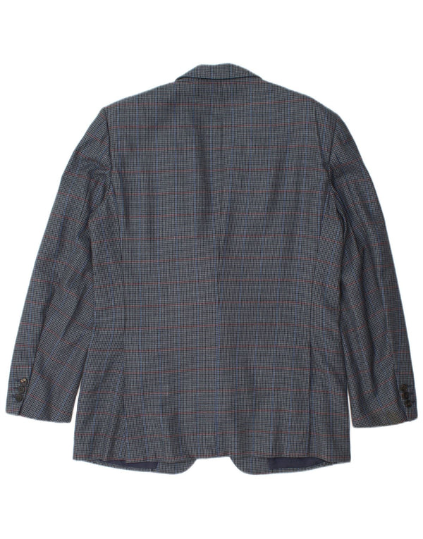 Burberrys Mens Blazer Jacket IT 48 Medium Navy Blue Houndstooth Wool