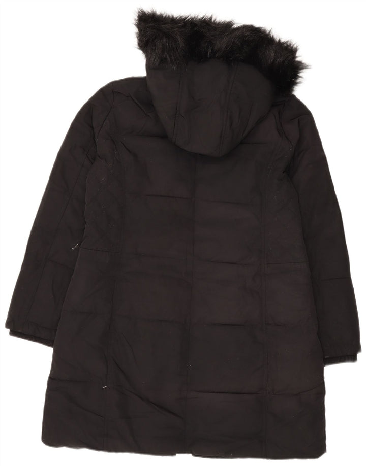 Laura Ashley Womens Hooded Padded Coat UK 12 Medium Black Polyester