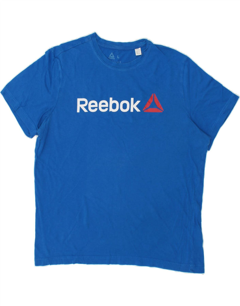 REEBOK Mens Graphic T-Shirt Top Large Blue Cotton | Vintage Reebok | Thrift | Second-Hand Reebok | Used Clothing | Messina Hembry 