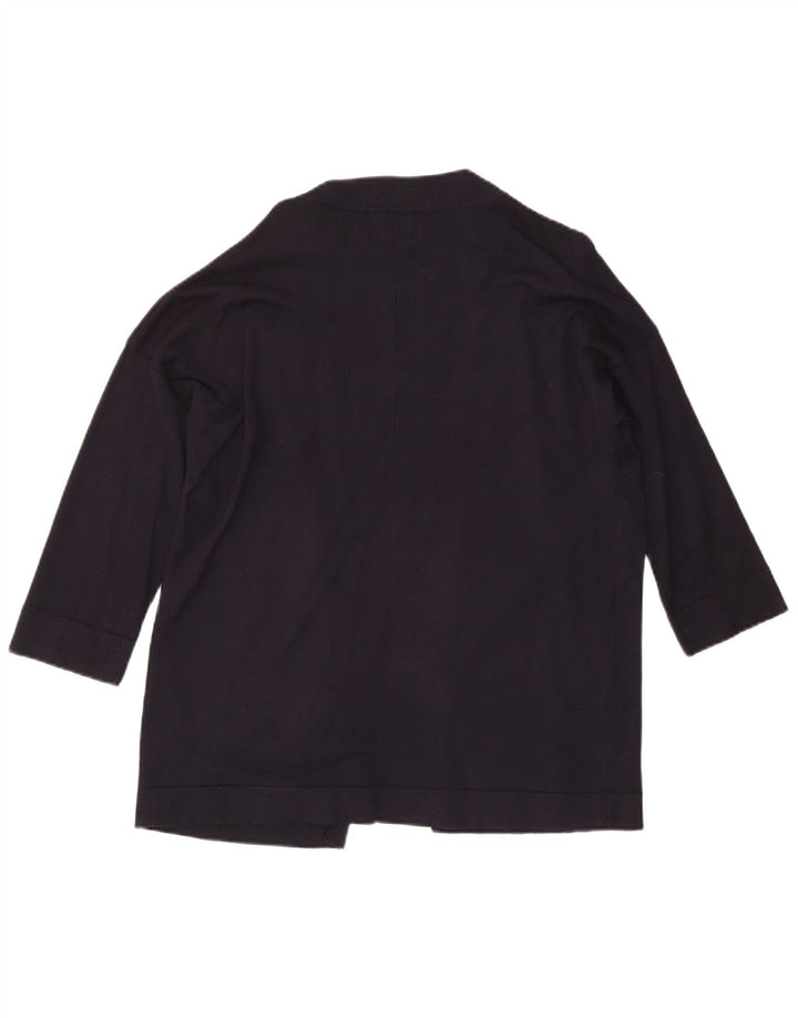 Zara Womens 3/4 Sleeve Open Cardigan Sweater UK 16 Large Navy Blue