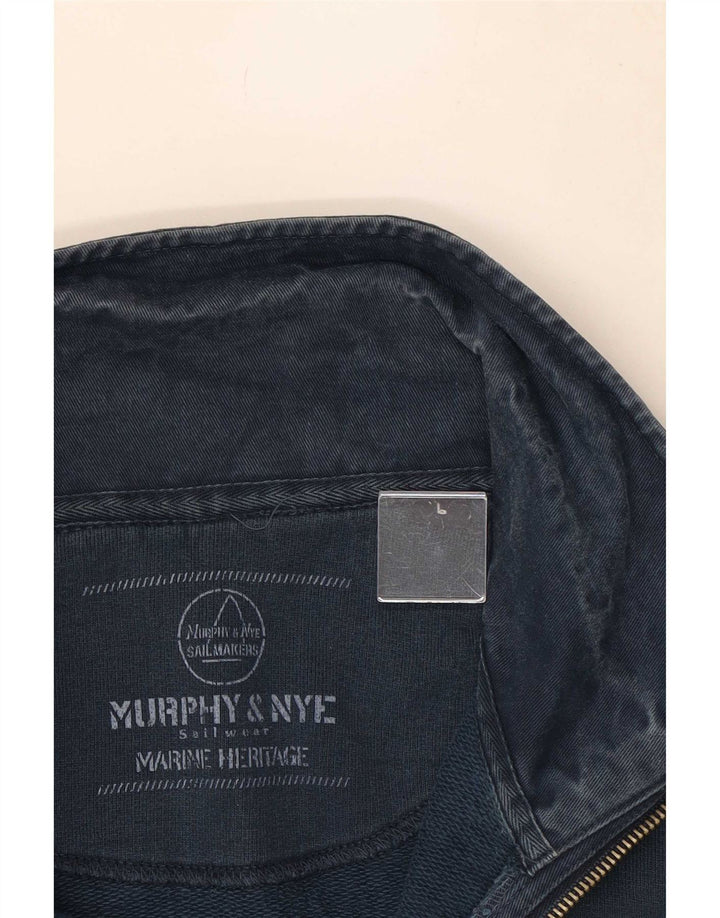 Murphy & Nye Mens Zip Neck Sweatshirt Jumper Large Navy Blue Cotton