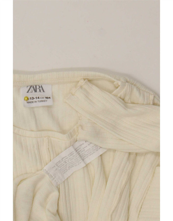 Zara Girls Top Long Sleeve 13-14 Years White Polyester