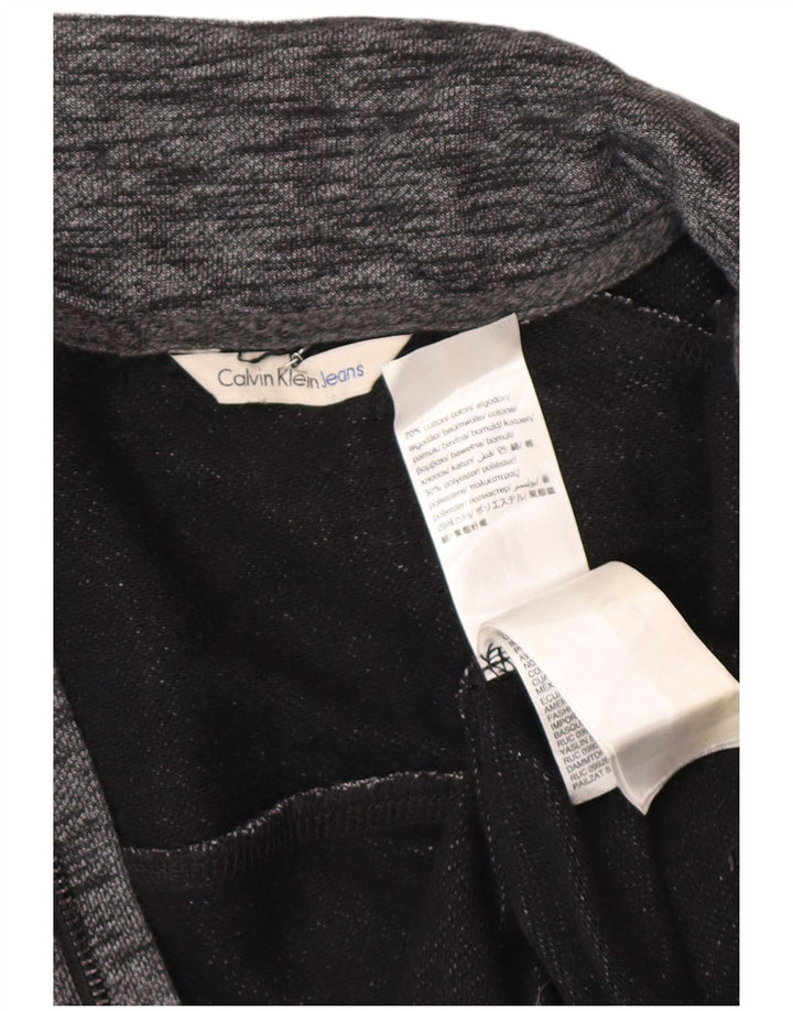 CALVIN KLEIN JEANS Mens Tracksuit Top Jacket Large Grey Flecked Cotton