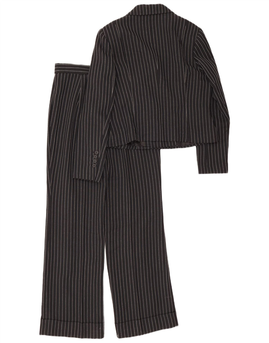 Vintage Womens 2 Piece Suit UK 12 Medium W28 L30 Black Striped