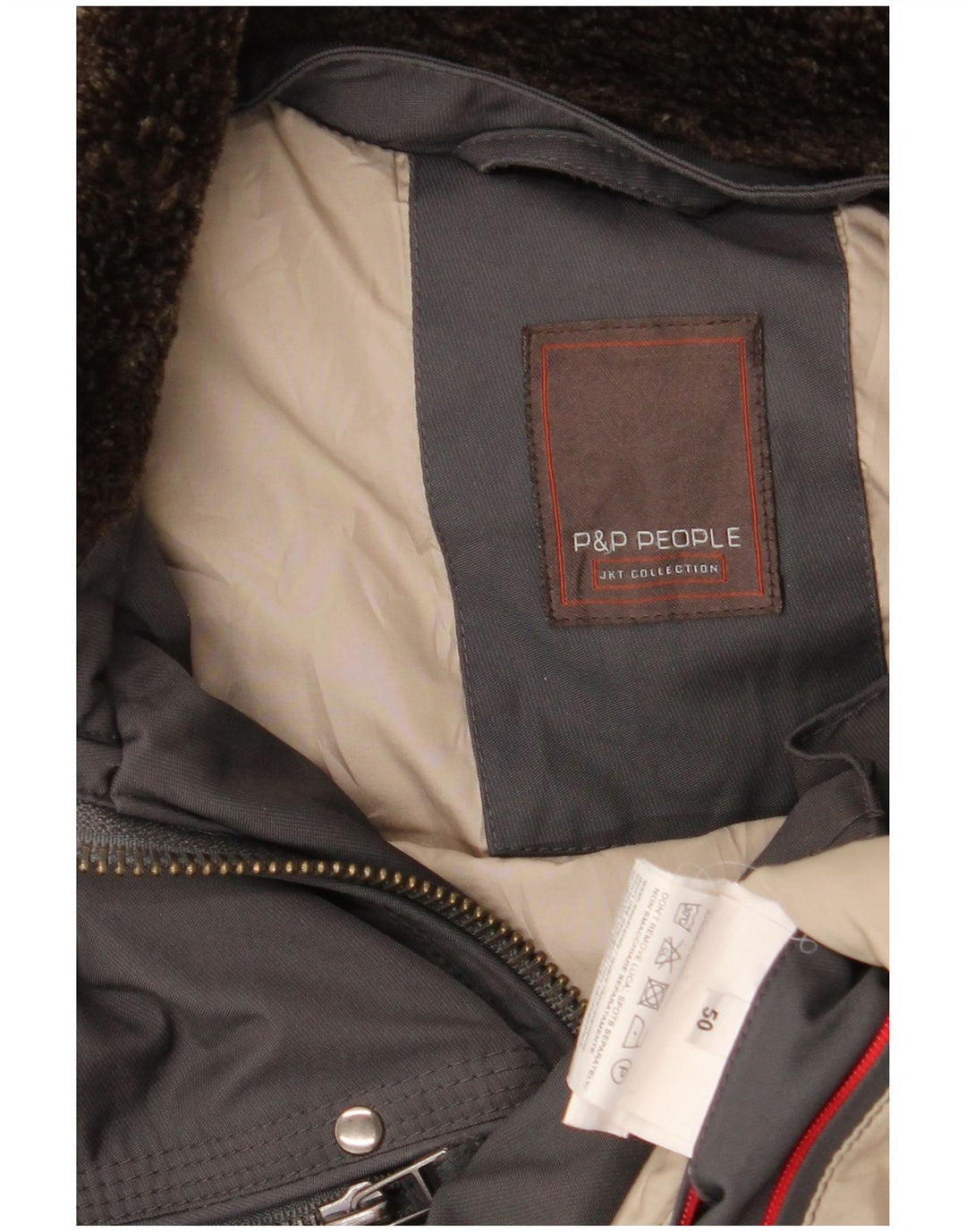 P&P People Mens Bomber Jacket IT 50 Large Grey Polyester