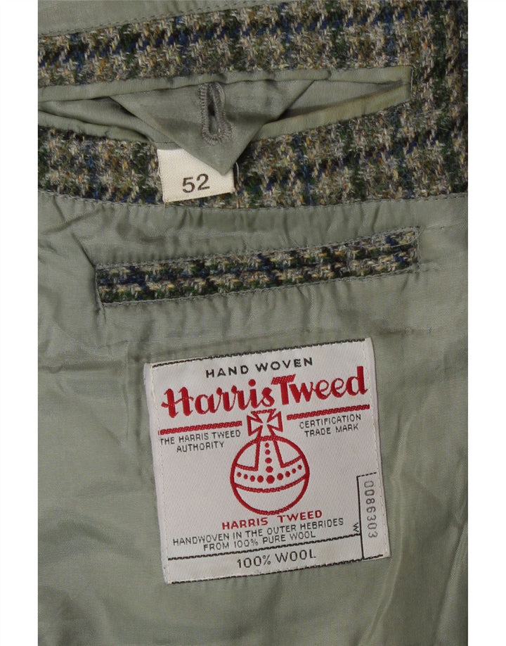 Harris Tweed Mens 2 Button Blazer Jacket IT 52 XL Green Houndstooth Wool