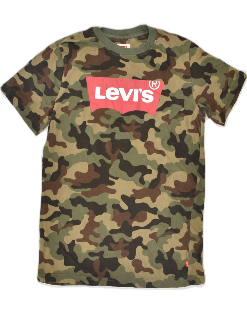 LEVI'S Boys Graphic T-Shirt Top 12-13 Years Large Khaki Camouflage Cotton | Vintage Levi's | Thrift | Second-Hand Levi's | Used Clothing | Messina Hembry 