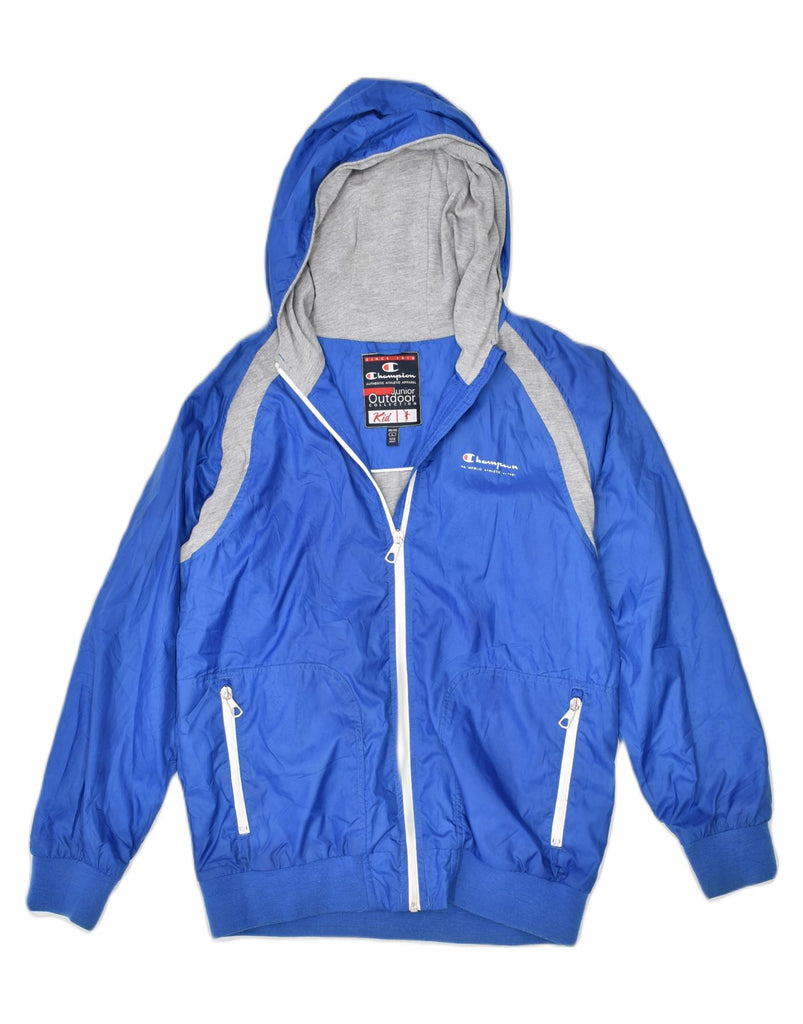 CHAMPION Boys Hooded Bomber Jacket 11-12 Years Large Blue Polyester | Vintage | Thrift | Second-Hand | Used Clothing | Messina Hembry 