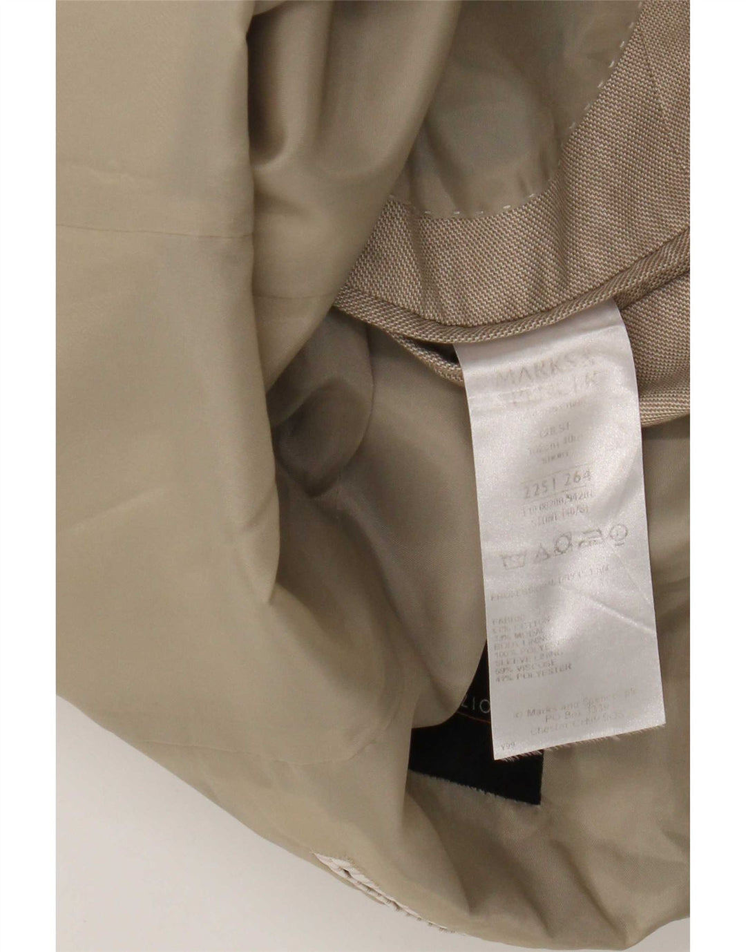 Marks & Spencer Mens 2 Button Blazer Jacket UK 40 Medium Beige Cotton