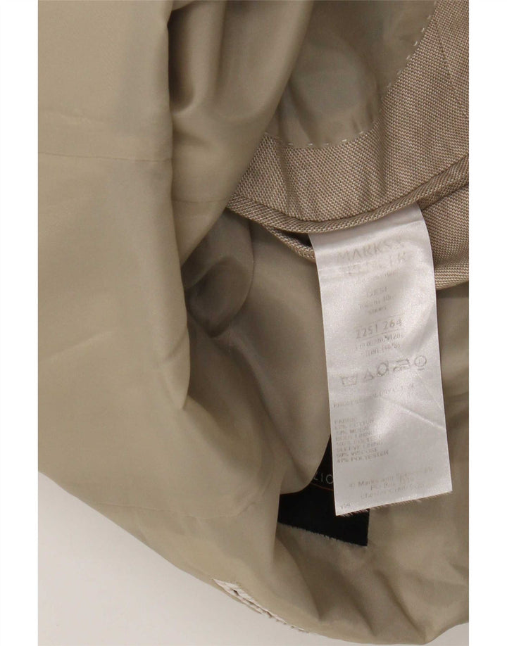 Marks & Spencer Mens 2 Button Blazer Jacket UK 40 Medium Beige Cotton