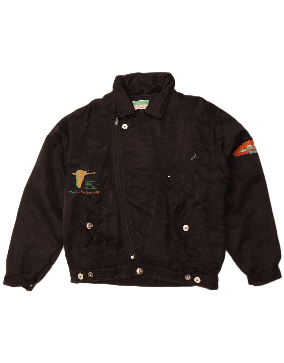 DERNIC Mens Alaska Naval Base Graphic Bomber Jacket UK 40 Large Black 80s