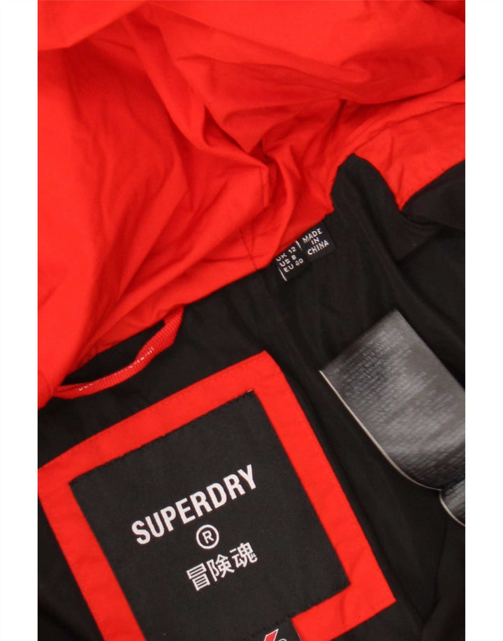Superdry Womens Hooded Padded Jacket UK 12 Medium Red Polyester
