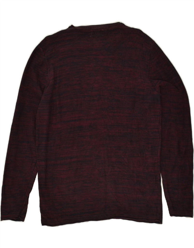 JACK & JONES Mens Crew Neck Jumper Sweater Large Maroon Flecked Cotton Vintage Jack & Jones and Second-Hand Jack & Jones from Messina Hembry 