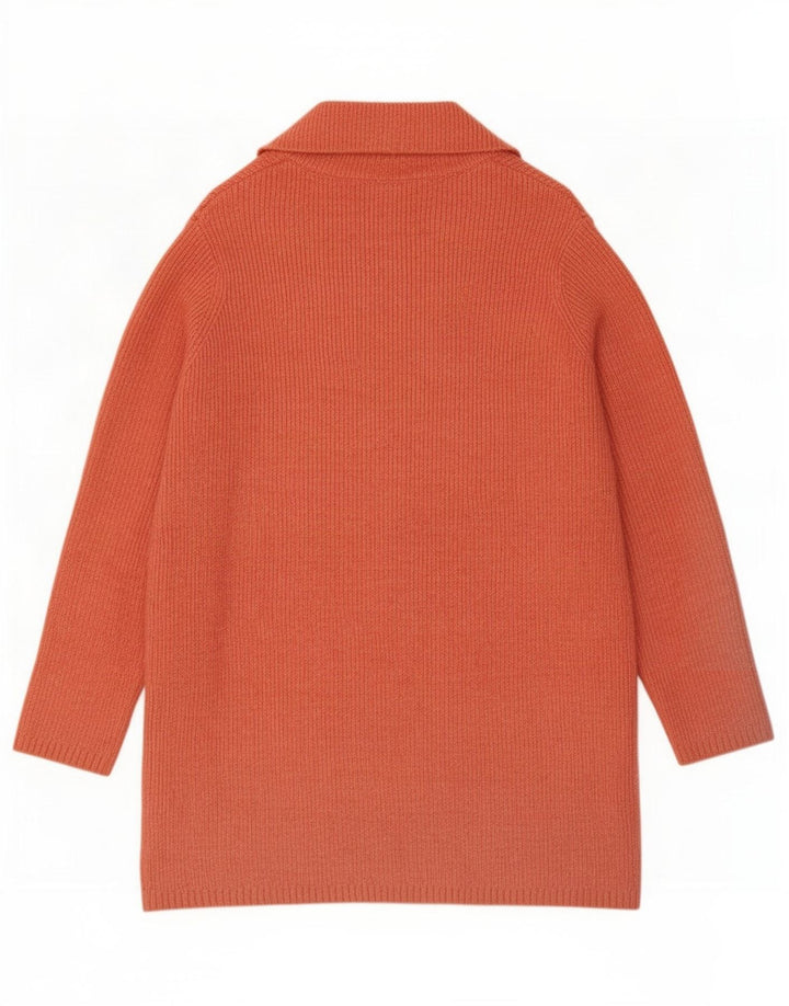 Marks & Spencer Womens Longline Open Cardigan Sweater UK 12 Medium Orange