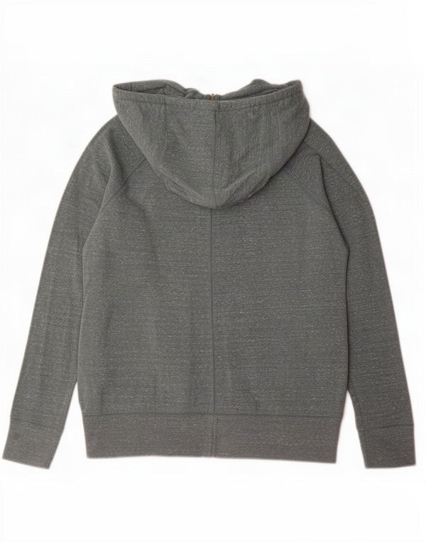 Nike Womens Zip Hoodie Sweater UK 14 Medium Grey Flecked Cotton