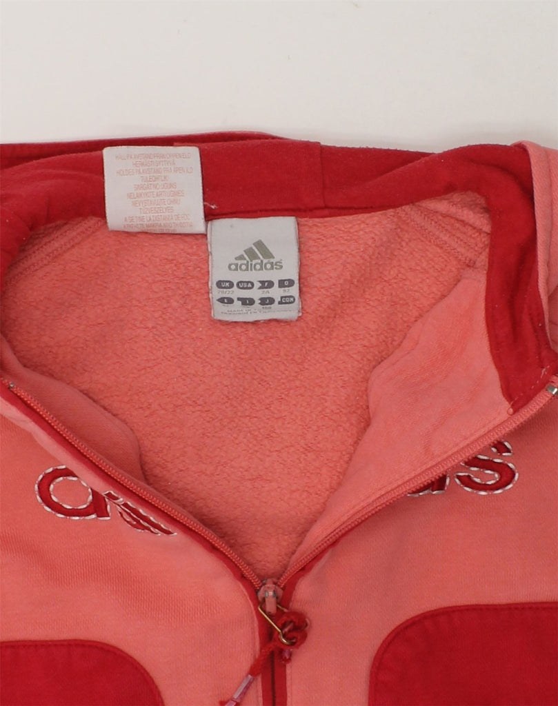 ADIDAS Baby Girls Graphic Zip Hoodie Sweater 18-24 Months Red Cotton | Vintage Adidas | Thrift | Second-Hand Adidas | Used Clothing | Messina Hembry 