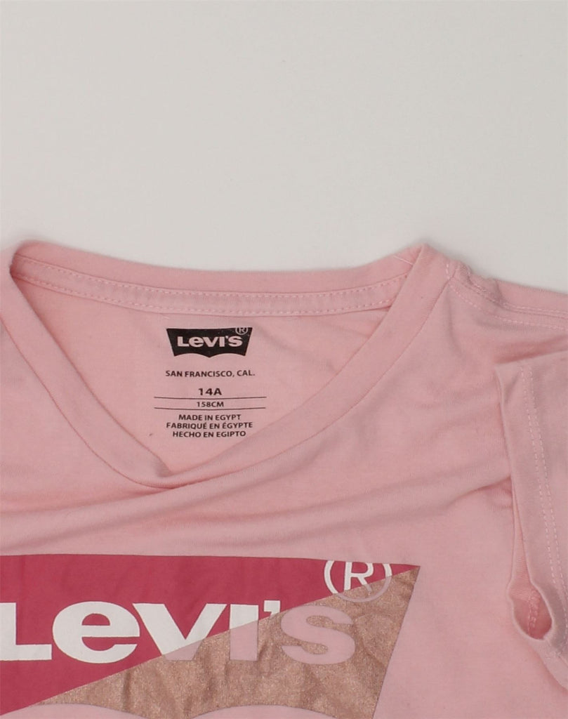 LEVI'S Girls Graphic T-Shirt Top 13-14 Years Pink Cotton | Vintage Levi's | Thrift | Second-Hand Levi's | Used Clothing | Messina Hembry 