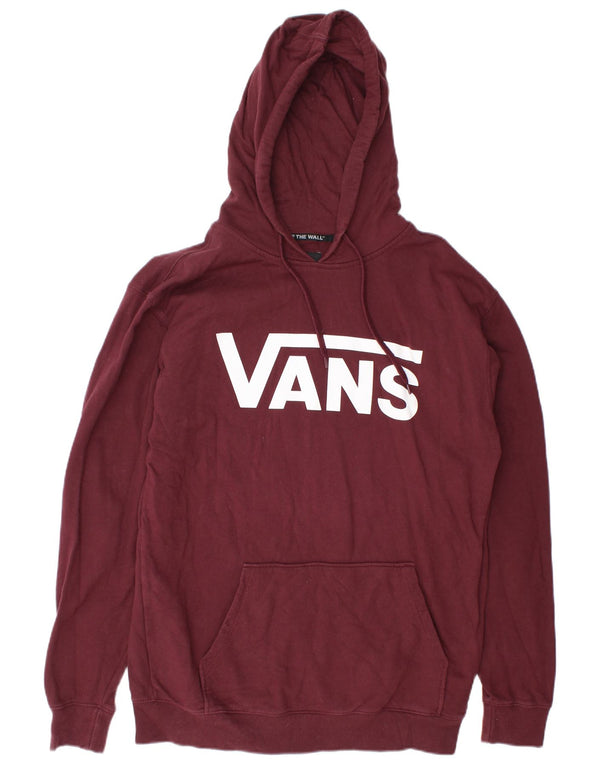 Vans Mens Graphic Hoodie Jumper Large Burgundy Cotton