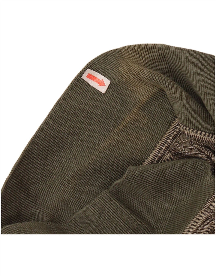 IZOD Mens Polo Shirt Medium Khaki Striped Cotton