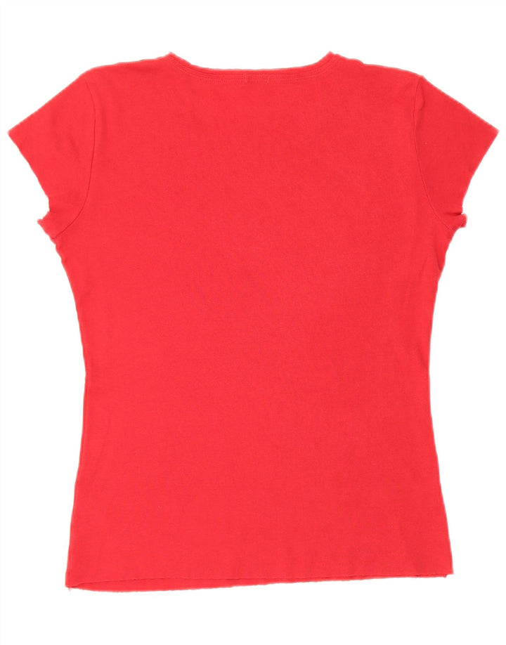 Benetton Womens Graphic T-Shirt Top UK 14 Medium Red Cotton