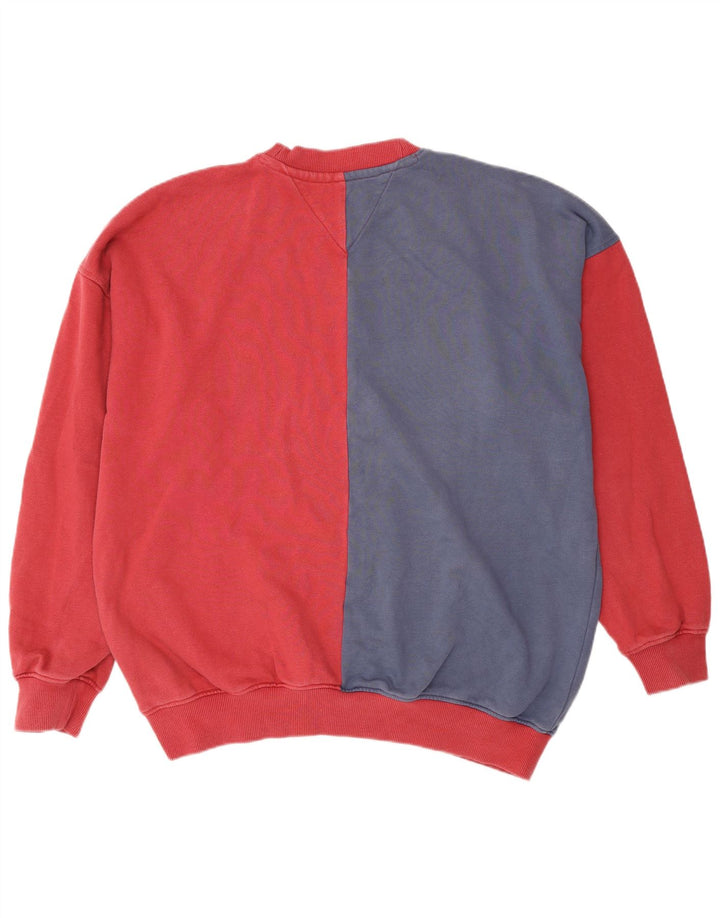 Tommy Hilfiger Mens Graphic Sweatshirt Jumper XL Red Colourblock Cotton