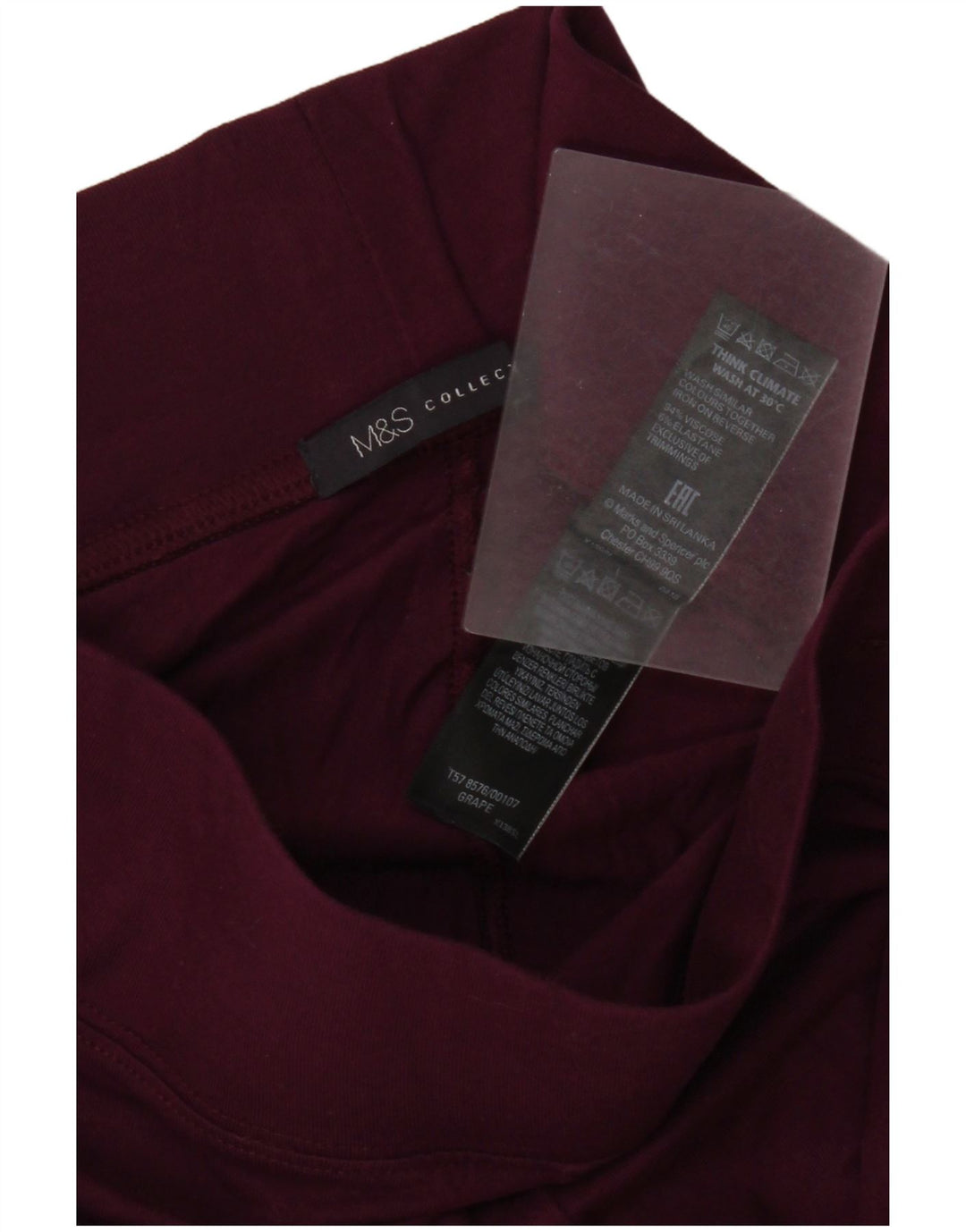 Marks & Spencer Womens Leggings UK 10 Small Burgundy Viscose