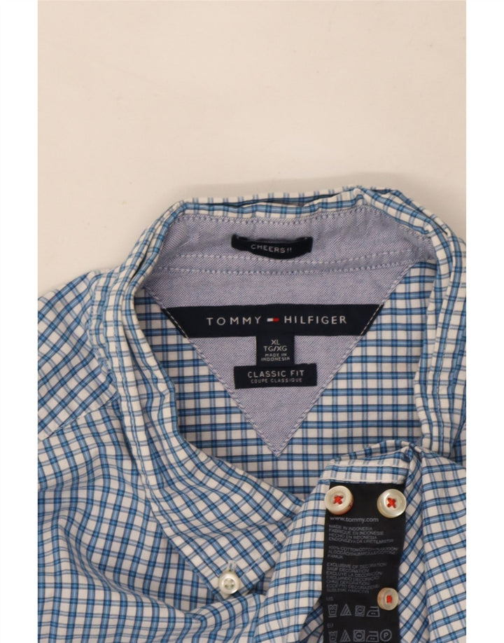 Tommy Hilfiger Mens Classic Fit Shirt XL Blue Gingham Cotton