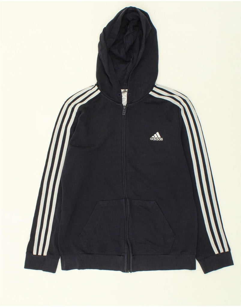 ADIDAS Womens Zip Hoodie Sweater UK 12/14 Medium Black Cotton | Vintage Adidas | Thrift | Second-Hand Adidas | Used Clothing | Messina Hembry 