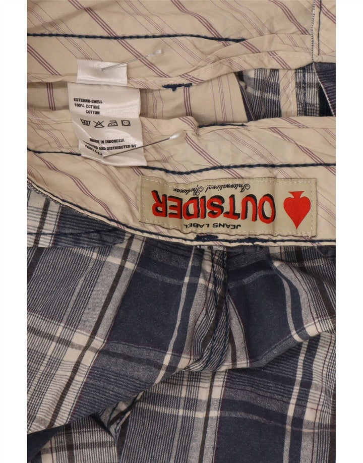 Outsider Mens Chino Shorts W30 Medium Blue Check Cotton