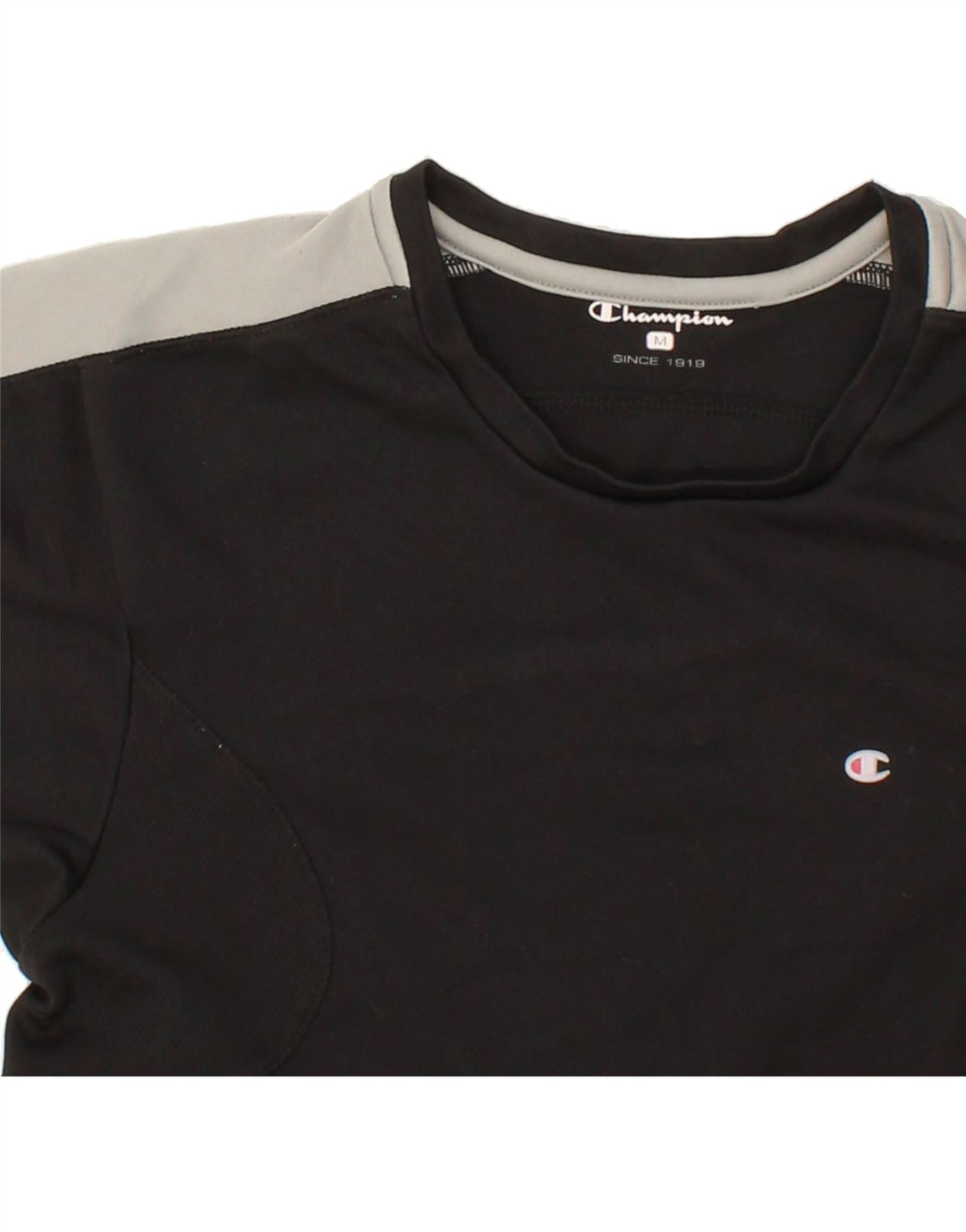CHAMPION Womens T-Shirt Top UK 12 Medium Black Colourblock Vintage Champion and Second-Hand Champion from Messina Hembry 