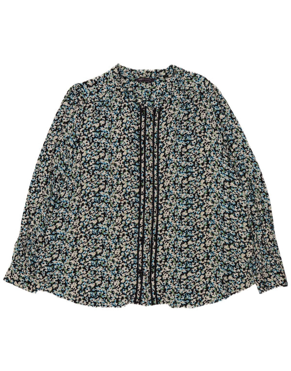Marks & Spencer Womens Long Sleeve Shirt Blouse UK 20 2XL Blue Floral