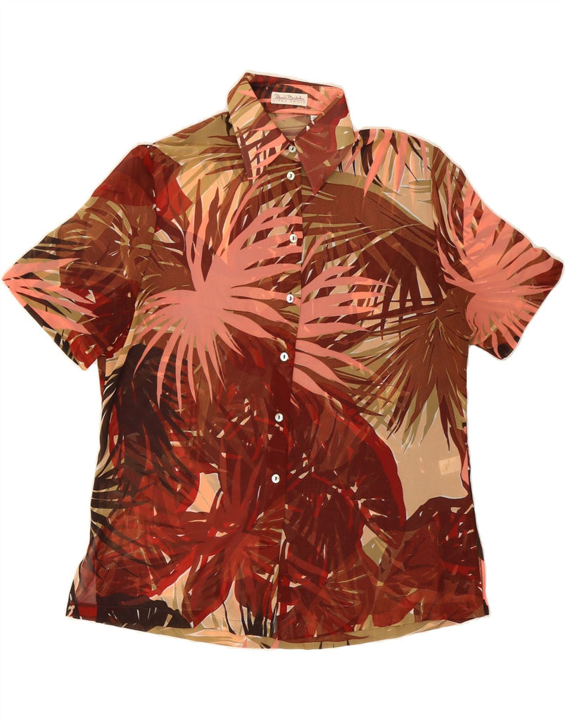 RENATO BALESTRA Womens See Through Short Sleeve Shirt IT 50 XL Red Floral Vintage Renato Balestra and Second-Hand Renato Balestra from Messina Hembry 