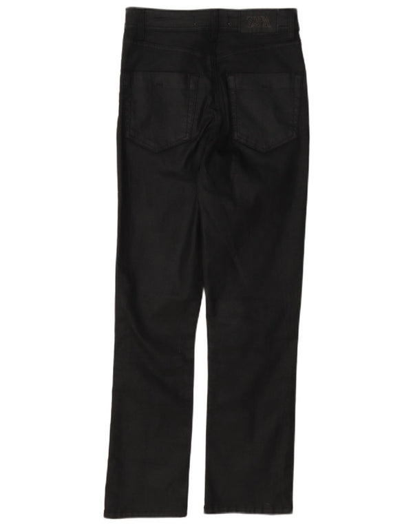 Zara Womens High Waist Straight Casual Trousers EU 34 2XS W24 L26 Black