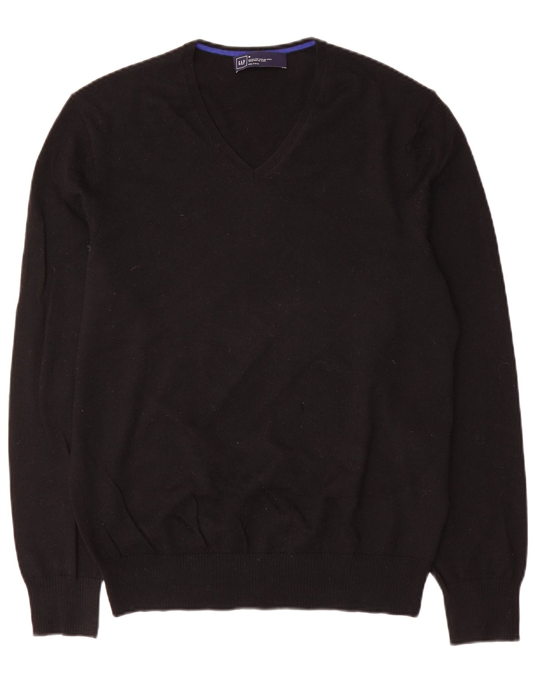 Gap Mens V-Neck Jumper Sweater Medium Black Merino Wool