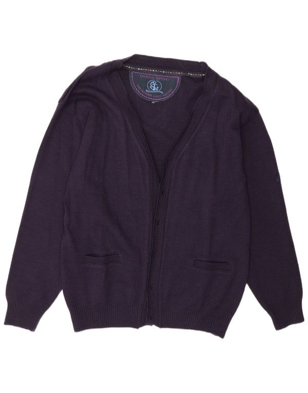 Vintage Mens Open Cardigan Sweater 3XL Purple Acrylic