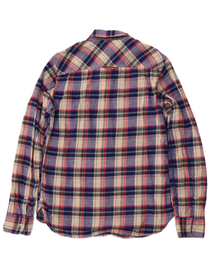 TOMMY HILFIGER Mens Flannel Shirt Medium Blue Check Cotton