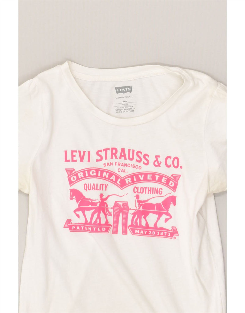 LEVI'S Girls Graphic T-Shirt Top 13-14 Years White Cotton | Vintage Levi's | Thrift | Second-Hand Levi's | Used Clothing | Messina Hembry 