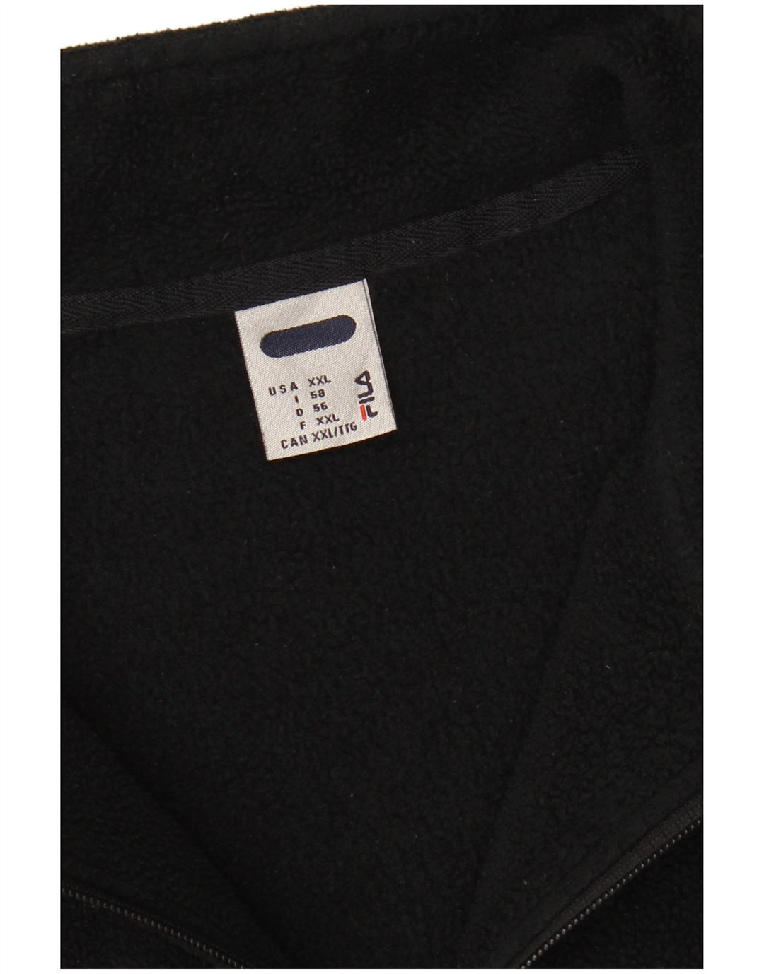 FILA Mens Zip Neck Fleece Jumper 2XL Black