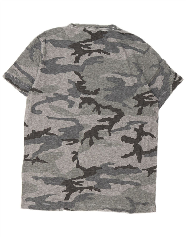 Replay Mens T-Shirt Top Large Grey Camouflage