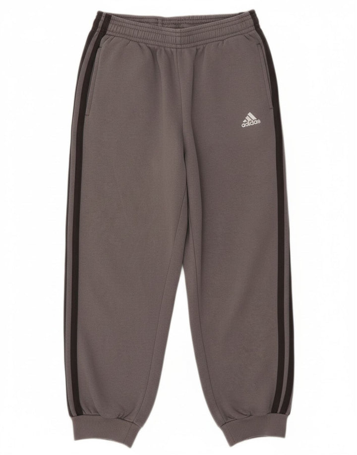 Adidas Boys Tracksuit Trousers Joggers 7-8 Years Grey Cotton