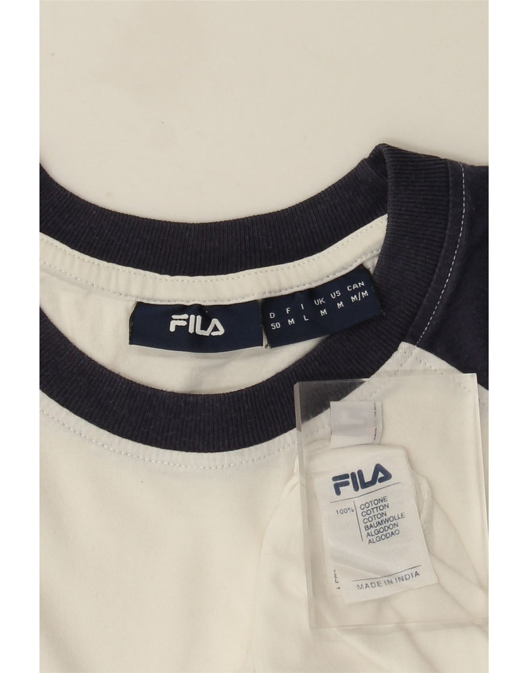 Fila Mens Graphic T-Shirt Top Medium White Colourblock Cotton