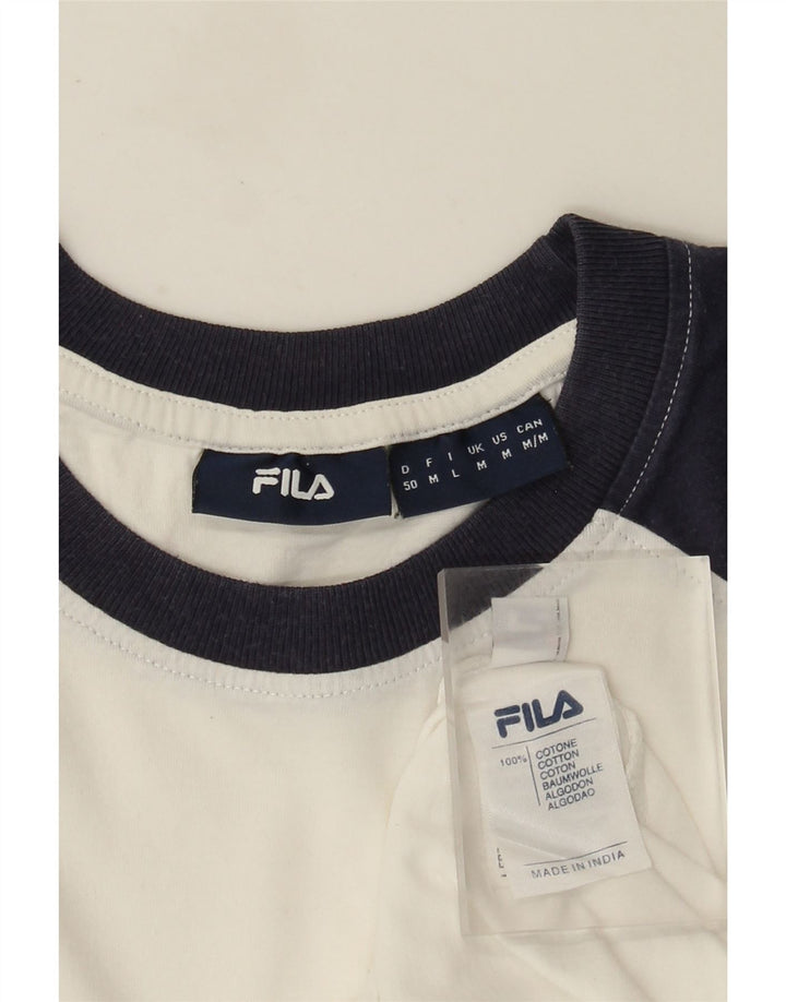 Fila Mens Graphic T-Shirt Top Medium White Colourblock Cotton