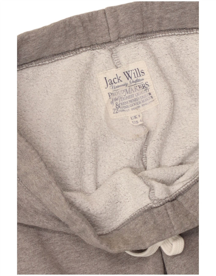 JACK WILLS Womens Graphic Tracksuit Trousers Joggers UK 8 Small  Grey
