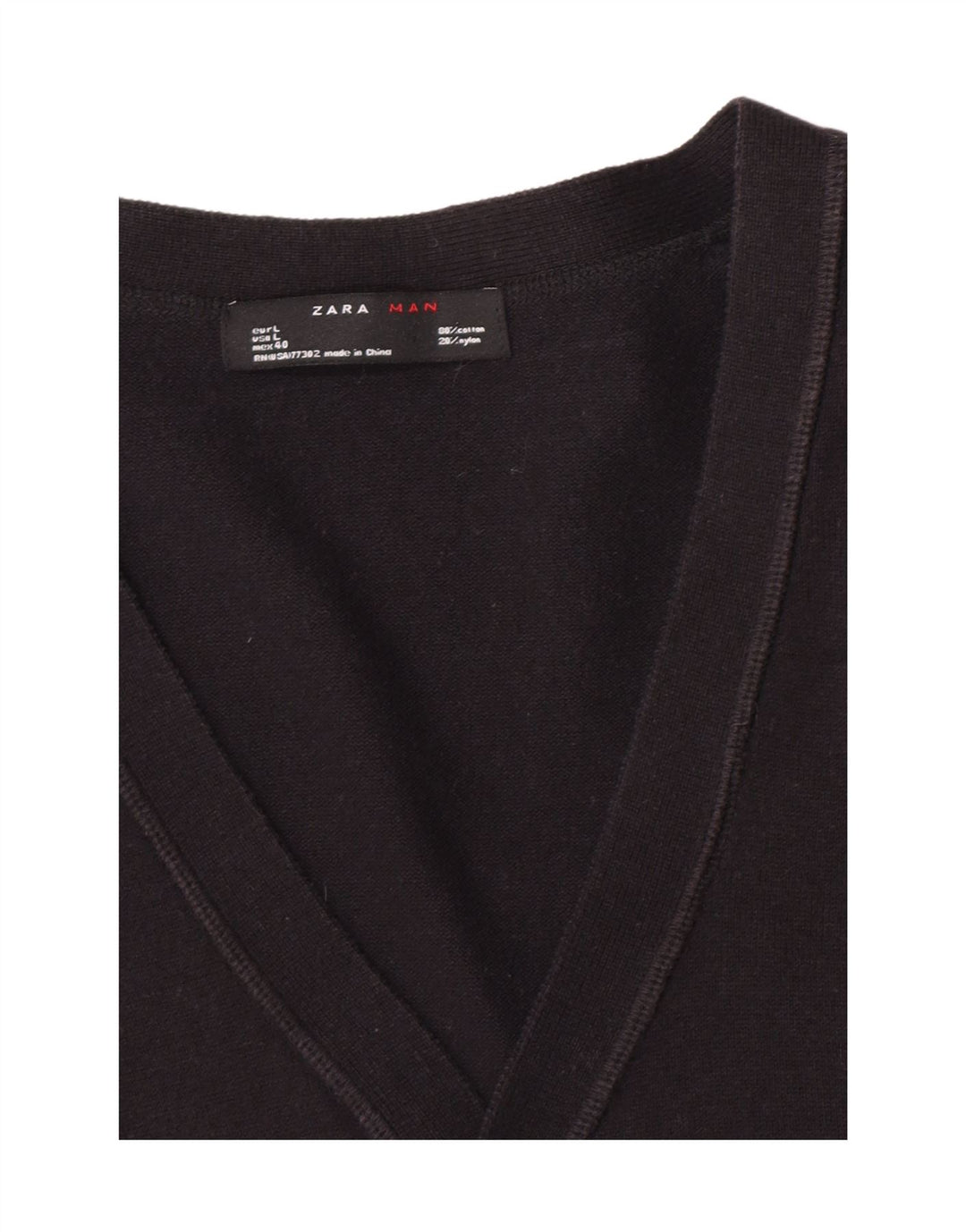 Zara Mens Cardigan Sweater Large Black Cotton
