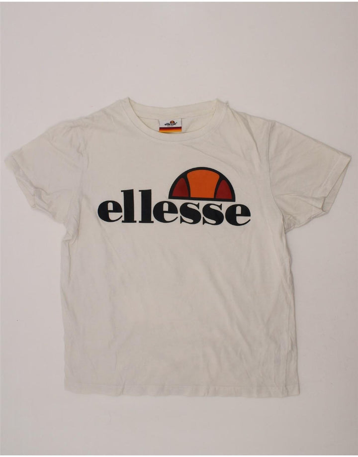 ELLESSE Boys Graphic T-Shirt Top 9-10 Years White Cotton Vintage Ellesse and Second-Hand Ellesse from Messina Hembry 