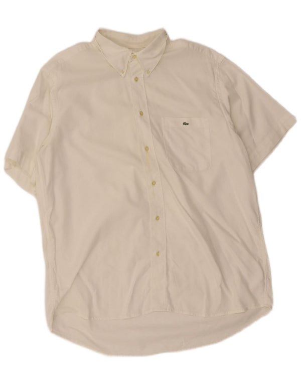 Lacoste Mens Short Sleeve Shirt Size 42 Large White Cotton