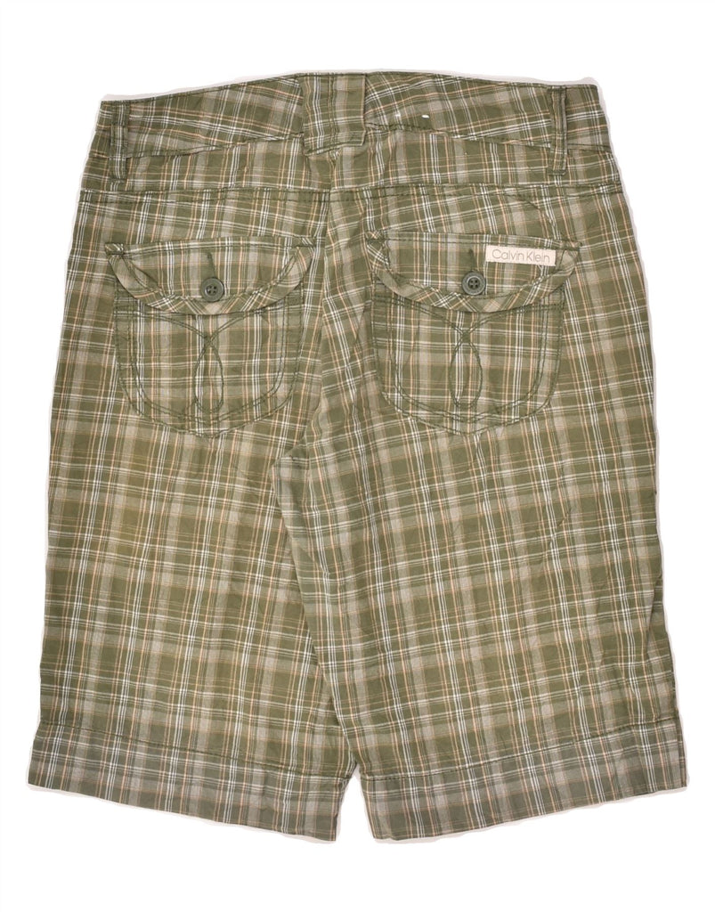 CALVIN KLEIN Womens Bermuda Shorts US 6 Medium W30  Green Check Cotton | Vintage Calvin Klein | Thrift | Second-Hand Calvin Klein | Used Clothing | Messina Hembry 