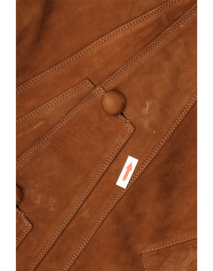 HEITORN Womens Suede Overcoat EU 46 XL Brown Leather