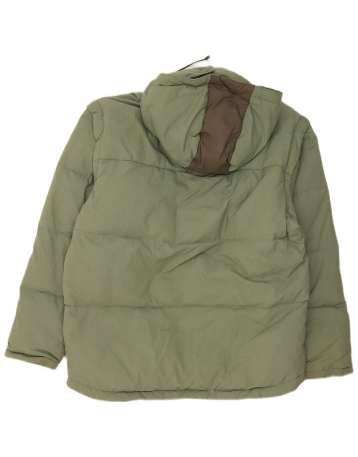 Fila Mens Hooded Loose Fit Padded Jacket UK 36 Small Green Polyester